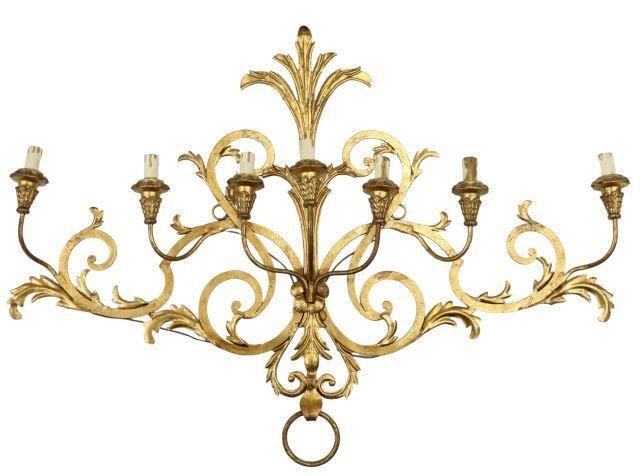 LARGE ITALIAN GILT IRON SEVEN-LIGHT