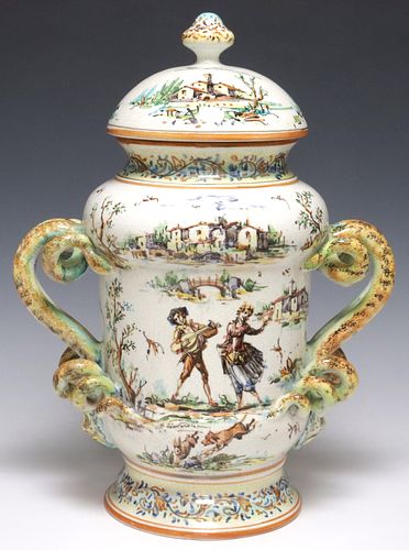 LARGE ITALIAN MAJOLICA COVERED