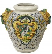 LARGE ITALIAN MAJOLICA POLYCHR
