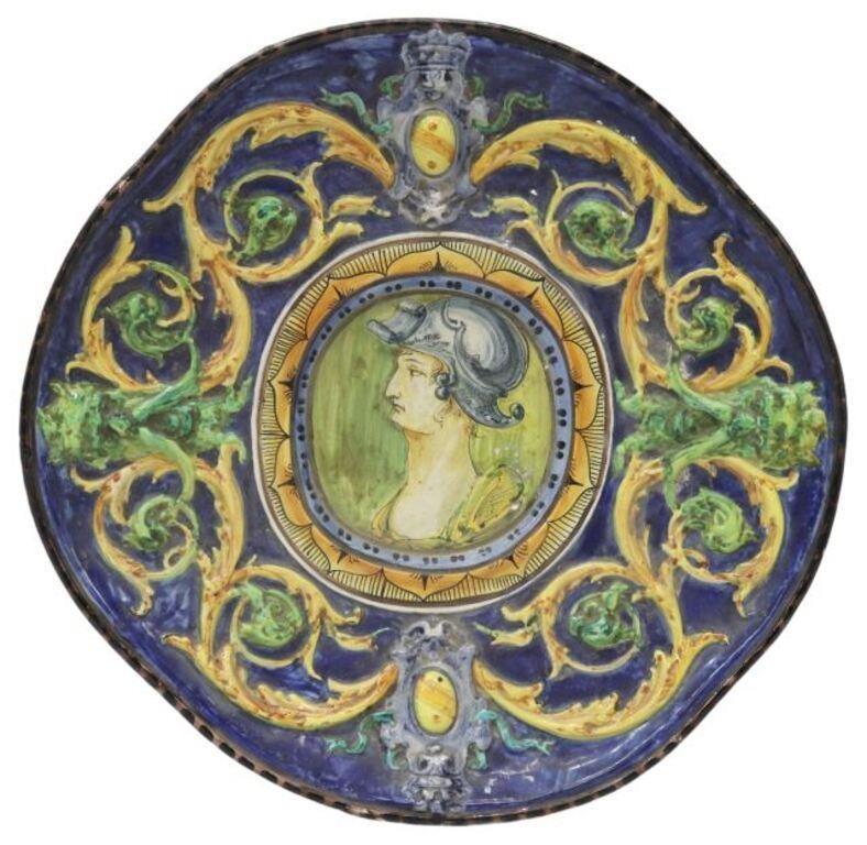 LARGE ITALIAN MAJOLICA PORTRAIT