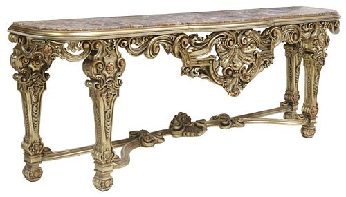 LARGE ITALIAN MARBLE-TOP GILTWOOD