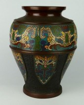 LARGE JAPANESE BRONZE CHAMPLEV