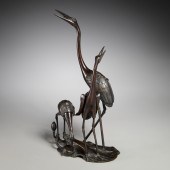 LARGE JAPANESE BRONZE CRANES C
