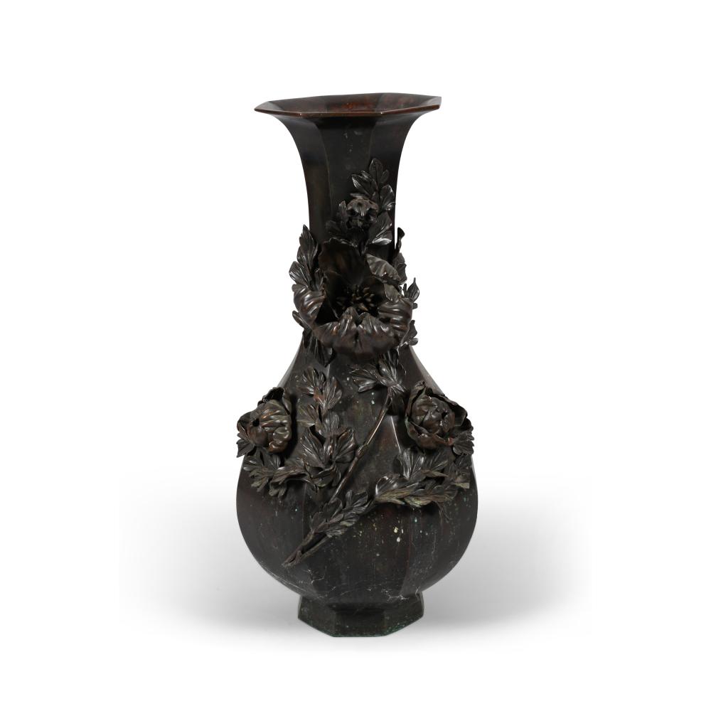LARGE JAPANESE BRONZE VASE, MEIJI
