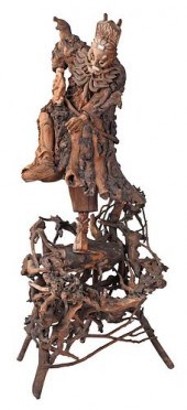 LARGE JAPANESE CARVED BURLWOOD