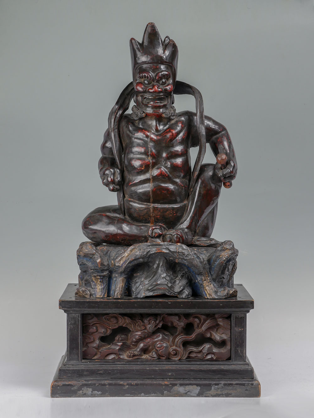 LARGE JAPANESE CARVED ''RAIDEN''