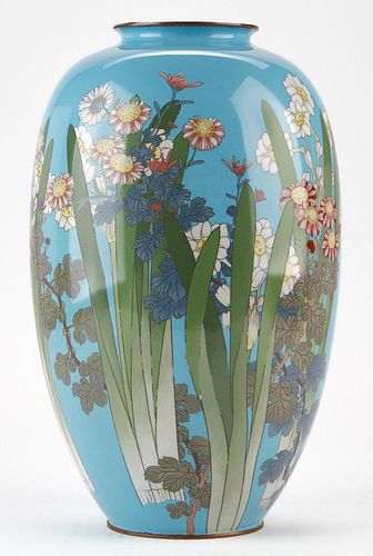 LARGE JAPANESE CLOISONNE VASE W/
