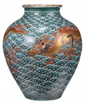 LARGE JAPANESE ENAMEL DECORATE