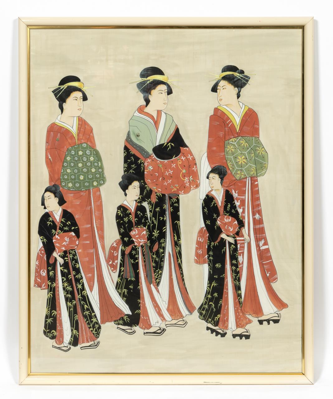 LARGE JAPANESE FIGURAL PAINTING,