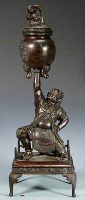 LARGE JAPANESE MEIJI BRONZE ON