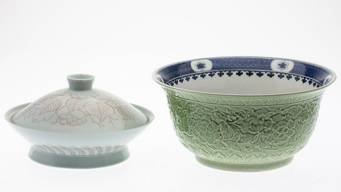 LARGE JAPANESE PORCELAIN BOWL AND A