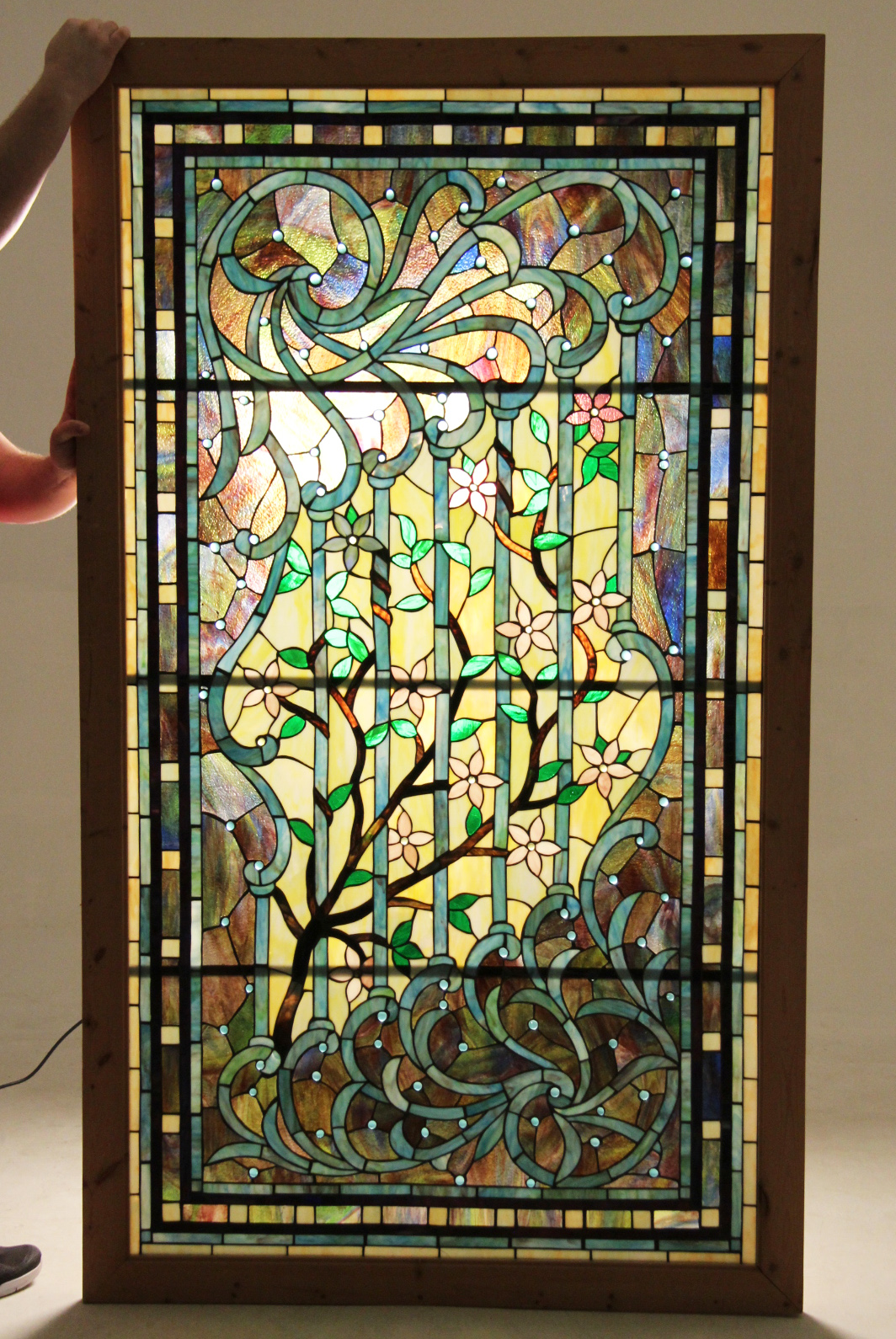 LARGE JEWELED ART NOUVEAU FRAMED