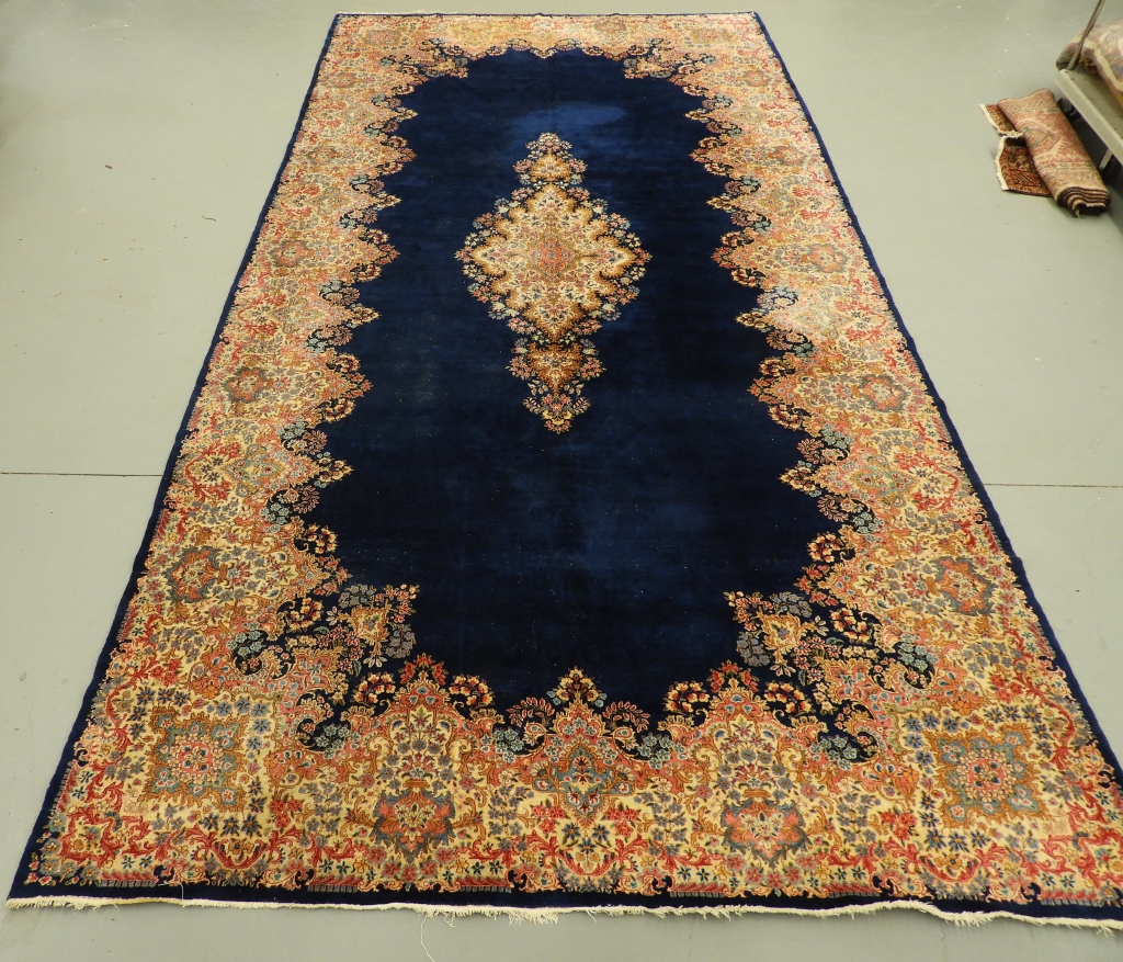LARGE KERMAN NAVY BLUE PERSIAN