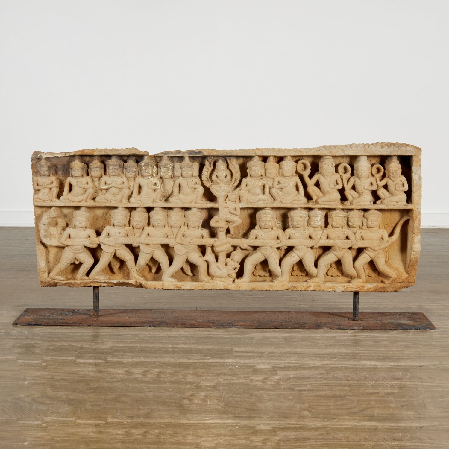 LARGE KHMER/INDIAN SANDSTONE BAS