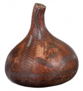 LARGE KIKUYU CARVED GOURD VESS