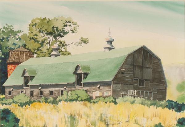 Large landscape painting with