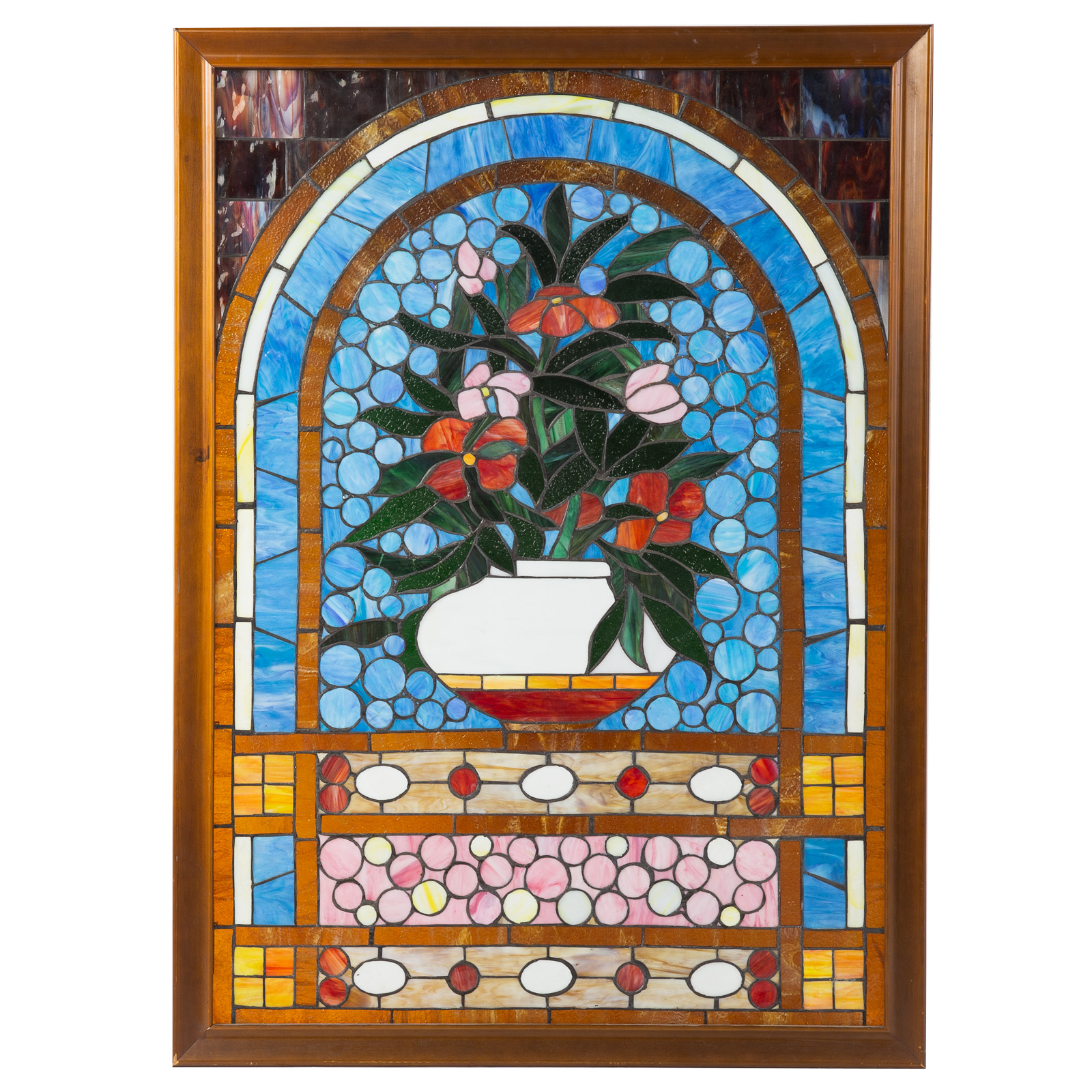 LARGE LEADED GLASS WINDOW PANEL
