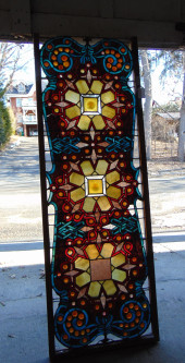 LARGE LEADED & JEWELED WINDOW,