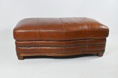 LARGE LEATHER OTTOMAN: This la