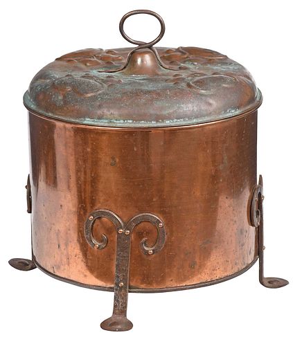LARGE LIDDED ARTS AND CRAFTS COPPER