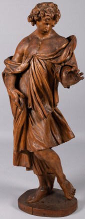 LARGE LIMEWOOD TRUMPETING ANGE