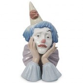 LARGE LLADRO CLOWN BUSTDESCRIP