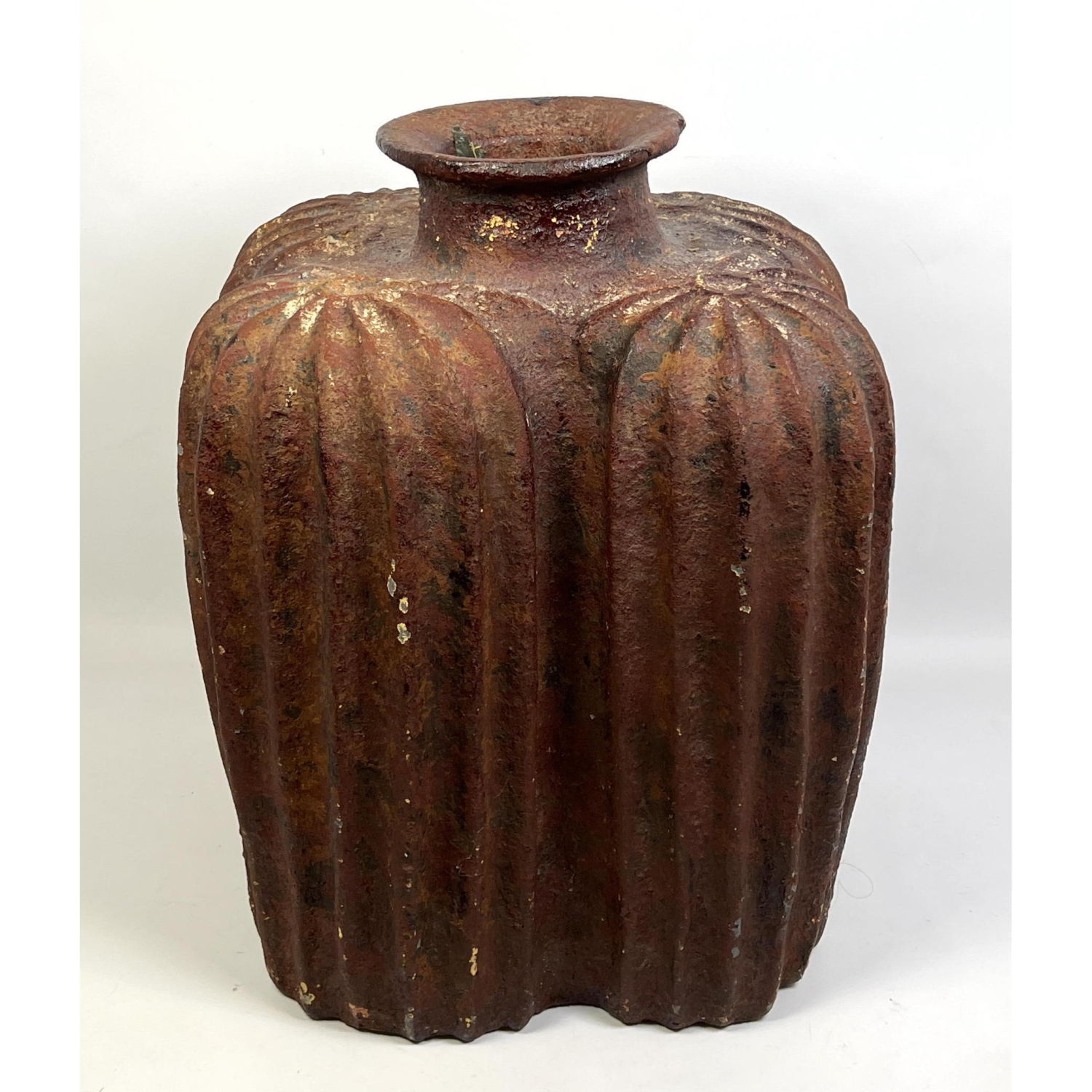 Large Lobbed Pottery Floor Vase. 