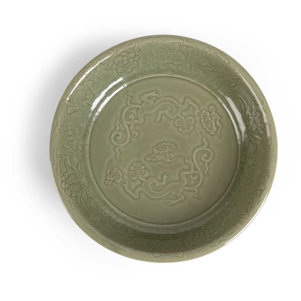 LARGE LONGQUAN CELADON CARVED