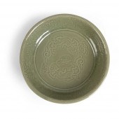 LARGE LONGQUAN CELADON CARVED