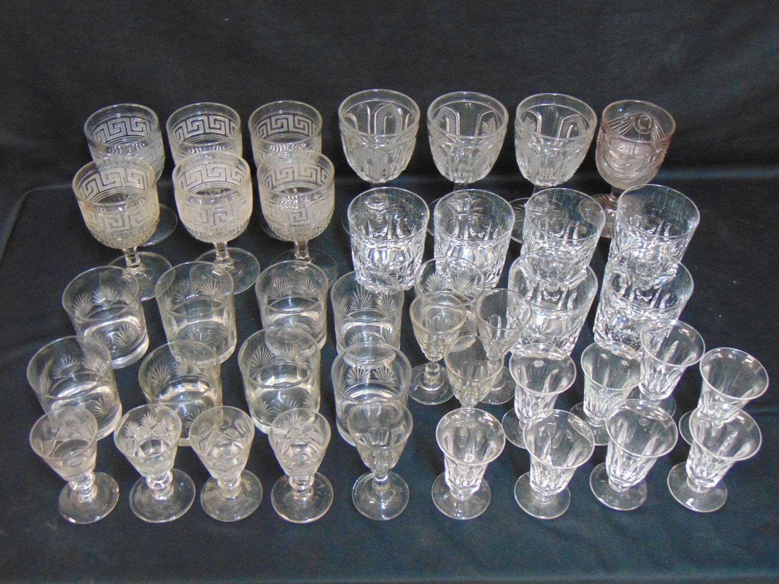 LARGE LOT EARLY STEMWARE, 6 GOBLETS