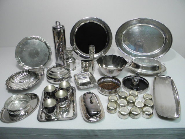 Large lot of assorted silver plated