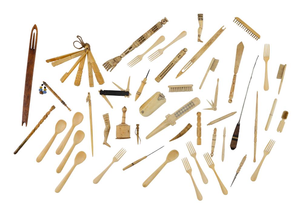 LARGE LOT OF BONE AND IVORY