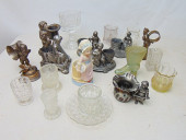 LARGE LOT OF GLASS & SILVER PL