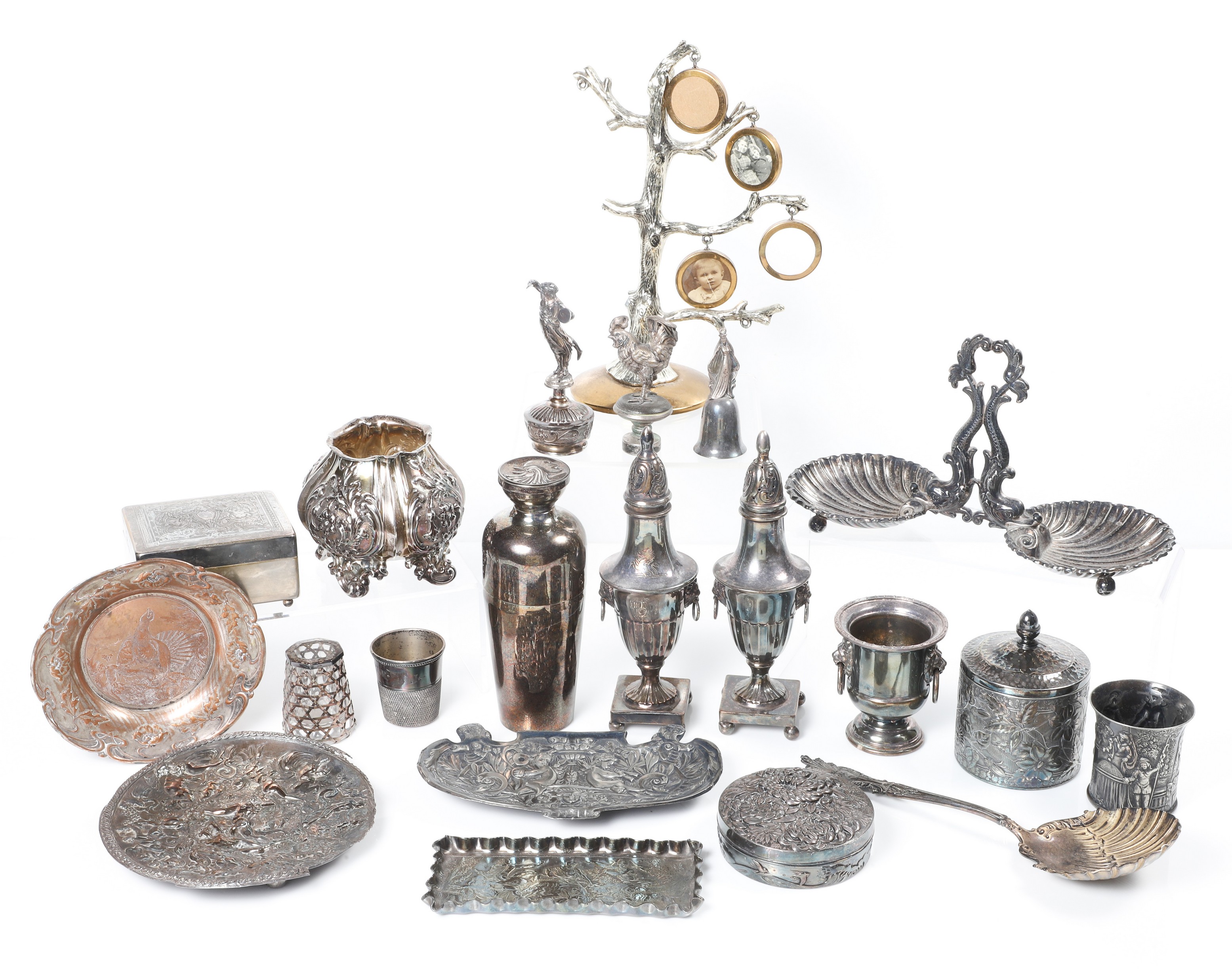 Large lot of silver plate items,