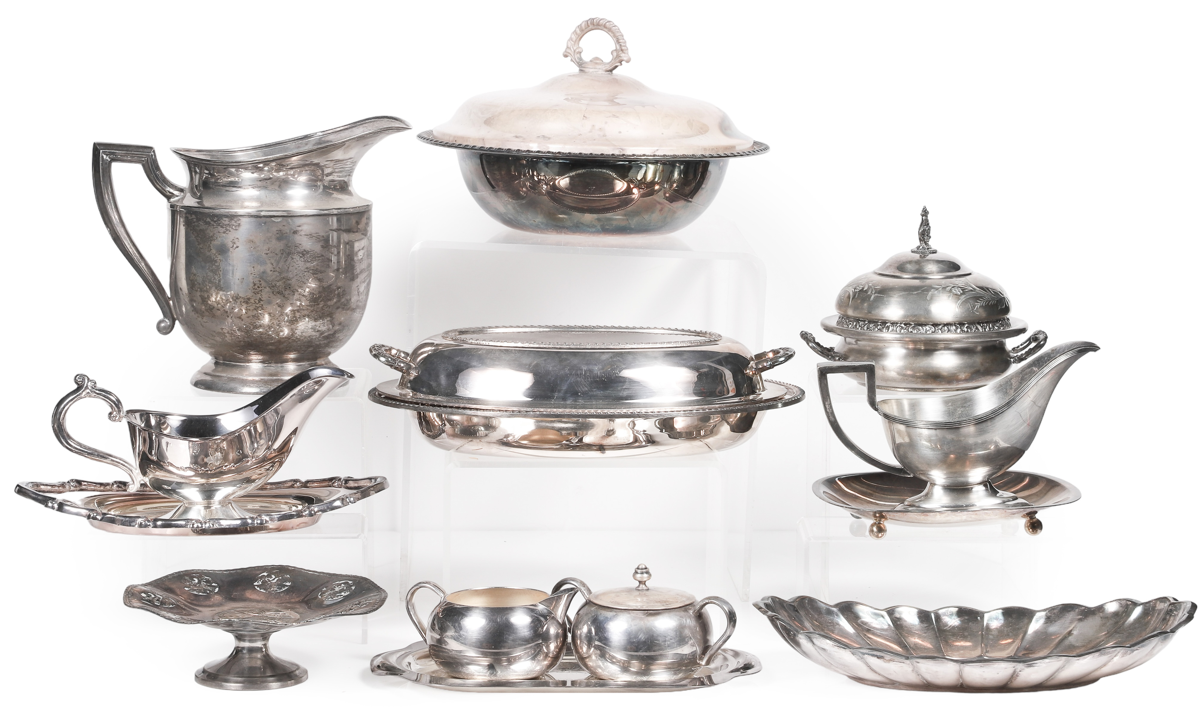 Large lot of silver plate serving