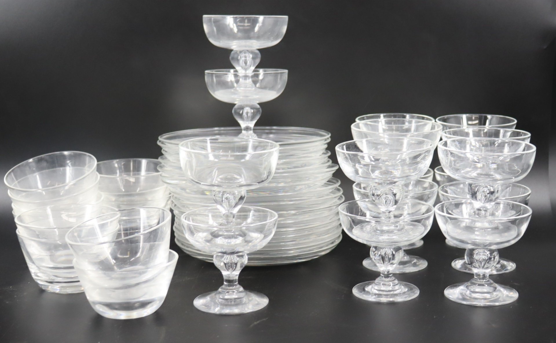 LARGE LOT OF STEUBEN PLATES,