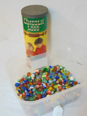 LARGE LOT WITH GLASS MARBLES &