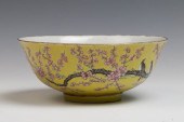 LARGE MAGPIE AND PRUNUS BOWL,