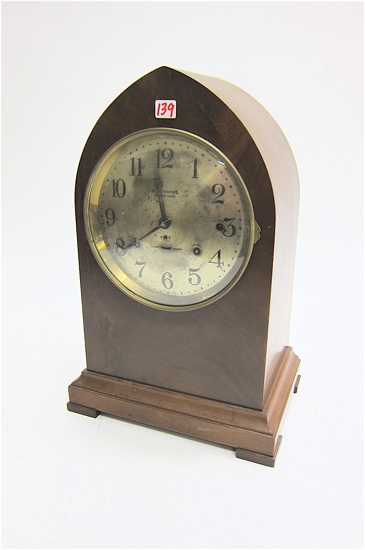 LARGE MAHOGANY CASED MANTEL CLOCK