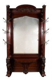 LARGE MAHOGANY HALL MIRROR IN