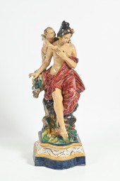 LARGE MAJOLICA MOTHER AND CHIL