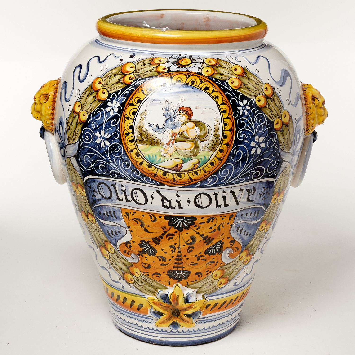 LARGE MAJOLICA POLYCHROME DECORATED