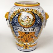 LARGE MAJOLICA POLYCHROME DECO