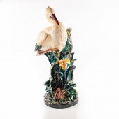 LARGE MAJOLICA STORK BIRD UMBR