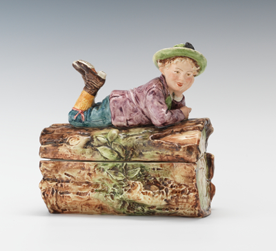 Large Majolica Tobacco Humidor with