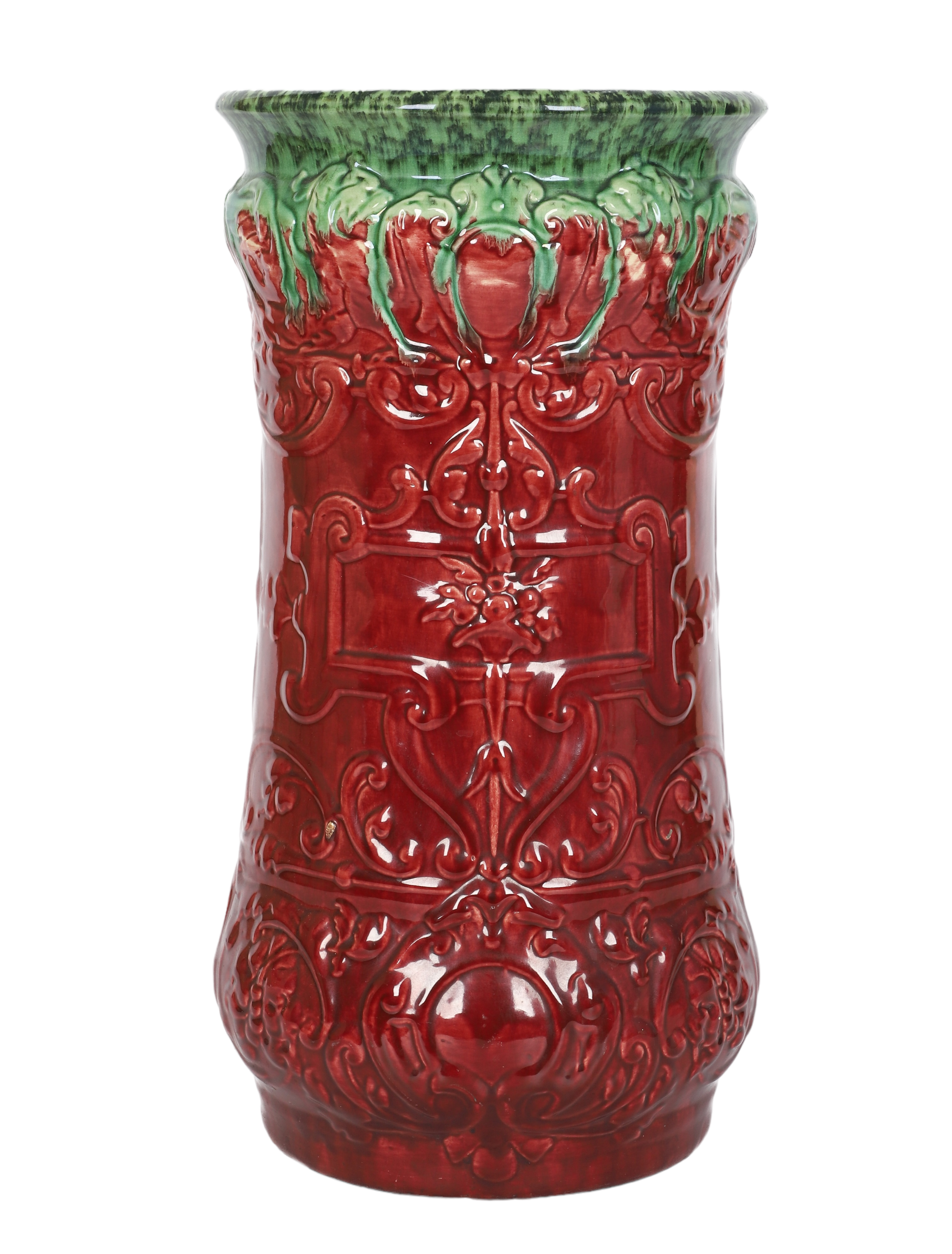 Large majolica umbrella jar
