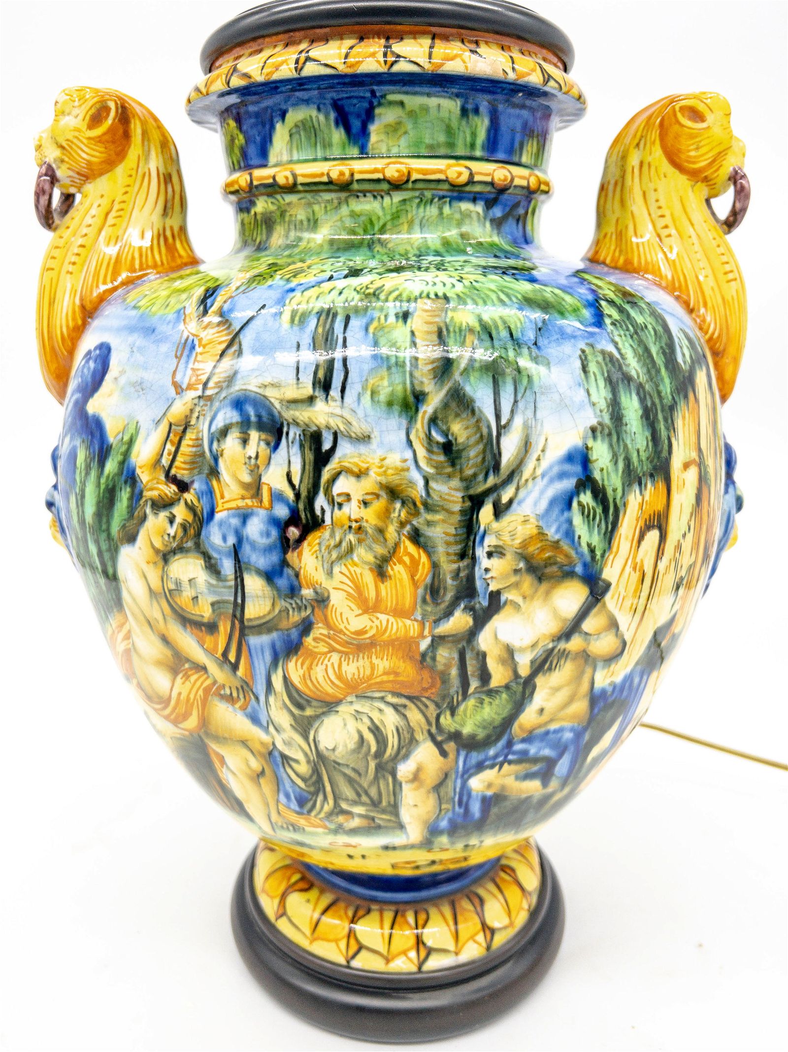 LARGE MAJOLICA VASE LAMPLarge