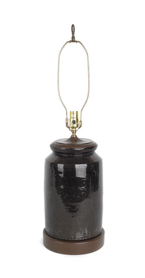 Large manganese glazed crock 19th