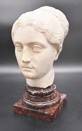 LARGE MARBLE BUST OF A FEMALE