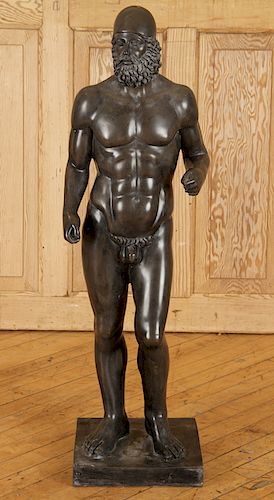 LARGE MARBLE FIGURE OF A NUDE GREEK